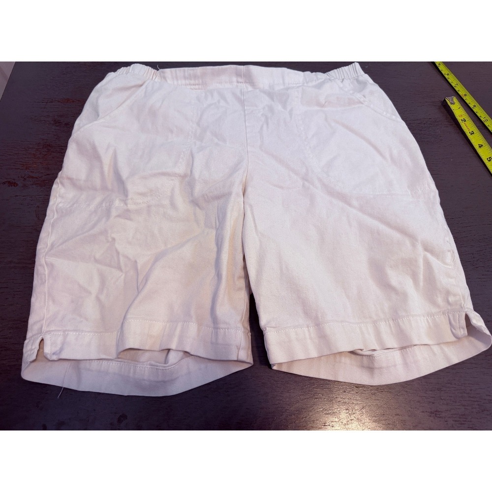 JMS Just My Size Women 1X white Pull On Elastic Waist Cotton Casual Shorts